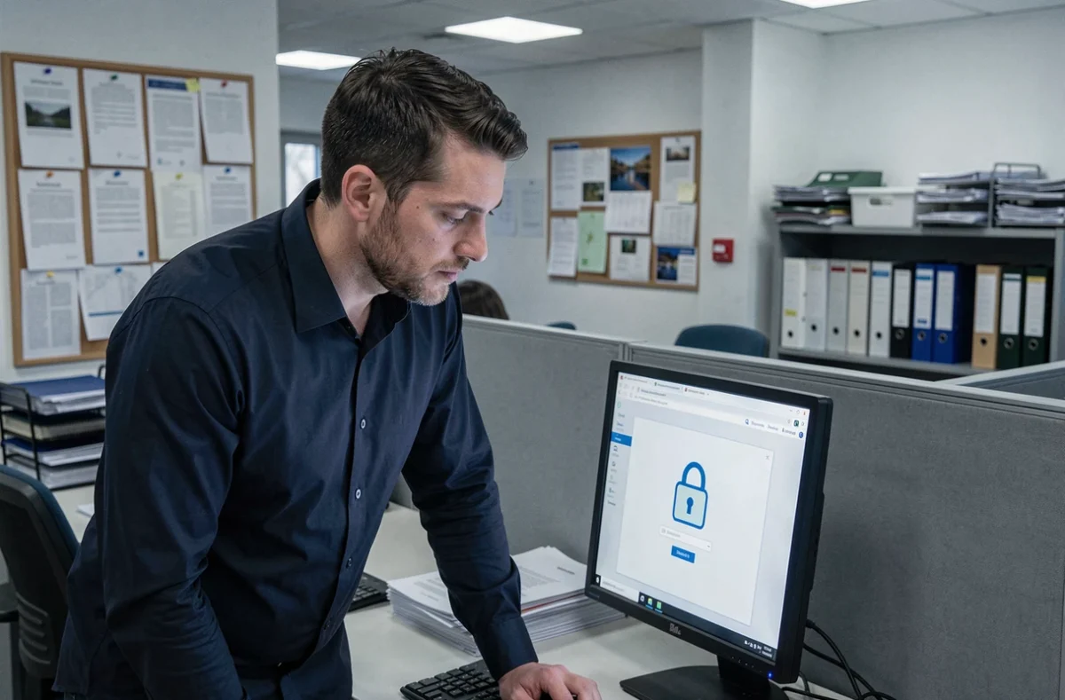 Agent du rectorat de Montpellier accédant à son webmail sécurisé depuis un poste de travail partagé