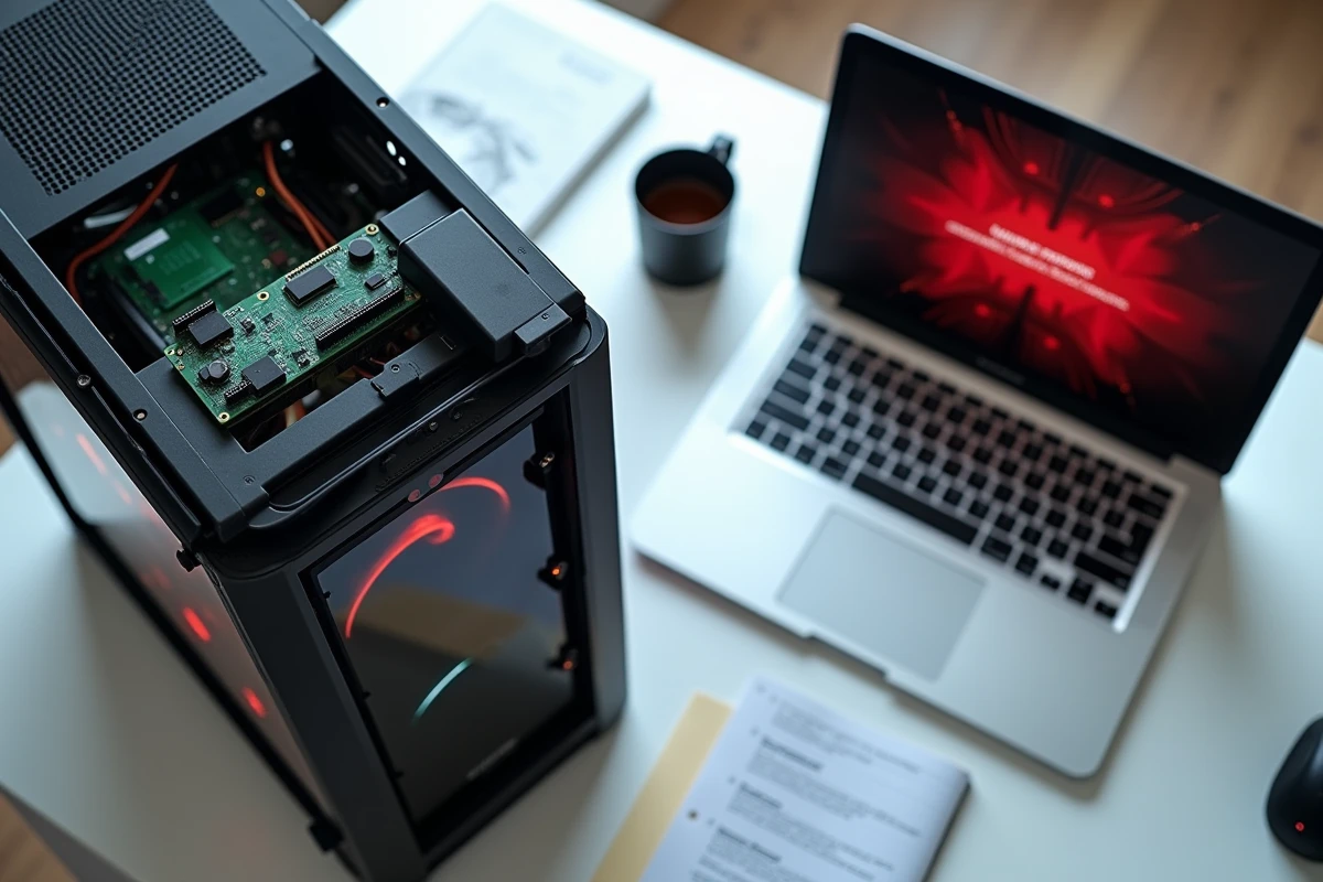 Composants internes d'un PC gaming à côté d'un écran d'erreur RIOT lors de l'installation de Valorant