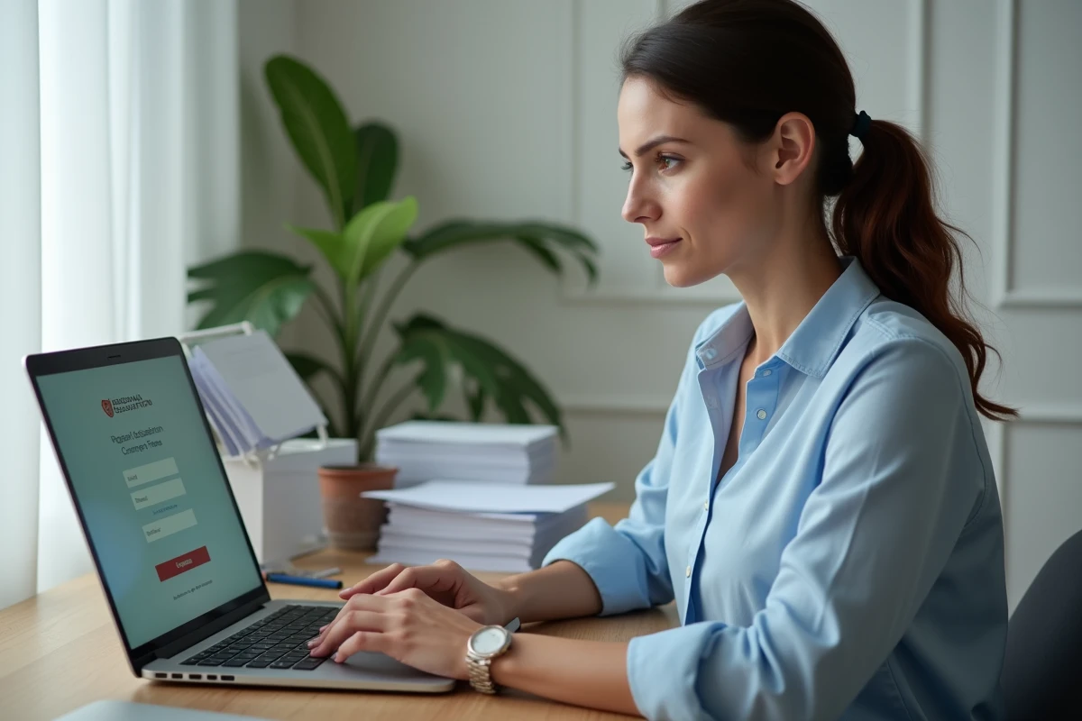 Femme connectée à sa messagerie académique Aide mel sur un ordinateur portable dans un bureau à domicile