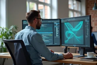 Développeur logiciel concentré sur diagrammes de migration