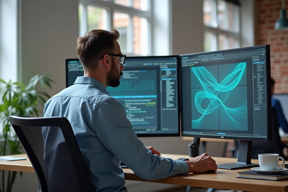 Développeur logiciel concentré sur diagrammes de migration