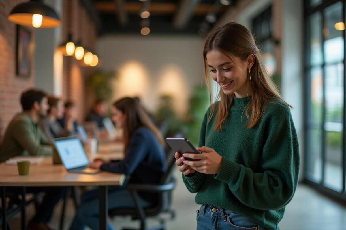 Jeune femme activant la double authentification sur smartphone