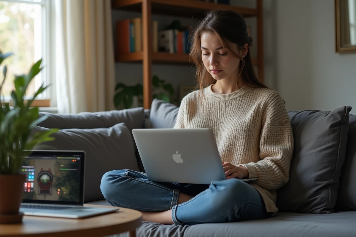 Jeune femme consultant un guide de dépannage pour résoudre une erreur d'installation de Valorant