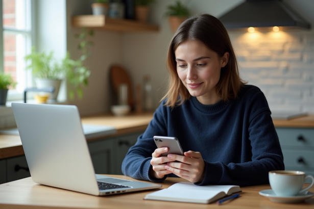 Jeune femme utilisant son smartphone pour une vérification
