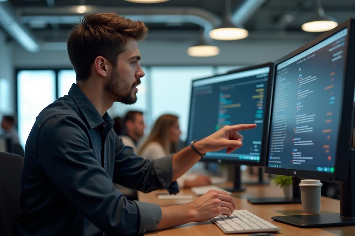 Jeune homme pointant l