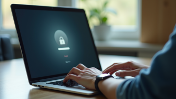 Personne travaillant sur un ordinateur portable en journée