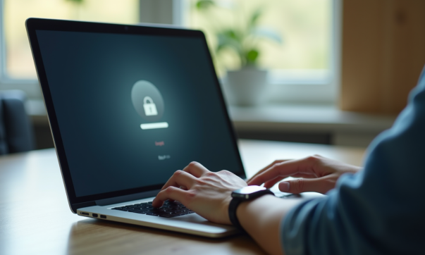 Personne travaillant sur un ordinateur portable en journée