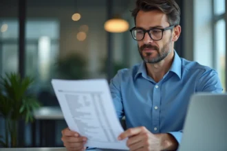 Homme IT en bureau vérifiant une checklist de sécurité