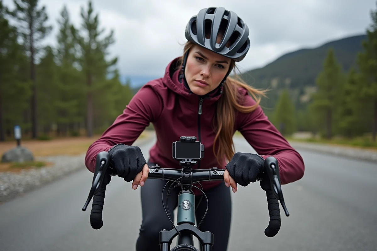 Femme ajustant un support RAM Mount sur un vélo de montagne en extérieur, guide d'installation et erreurs courantes