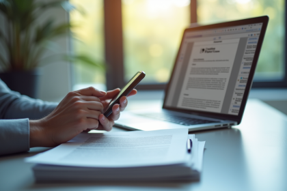 Personne utilisant un ordinateur portable lumineux en journée